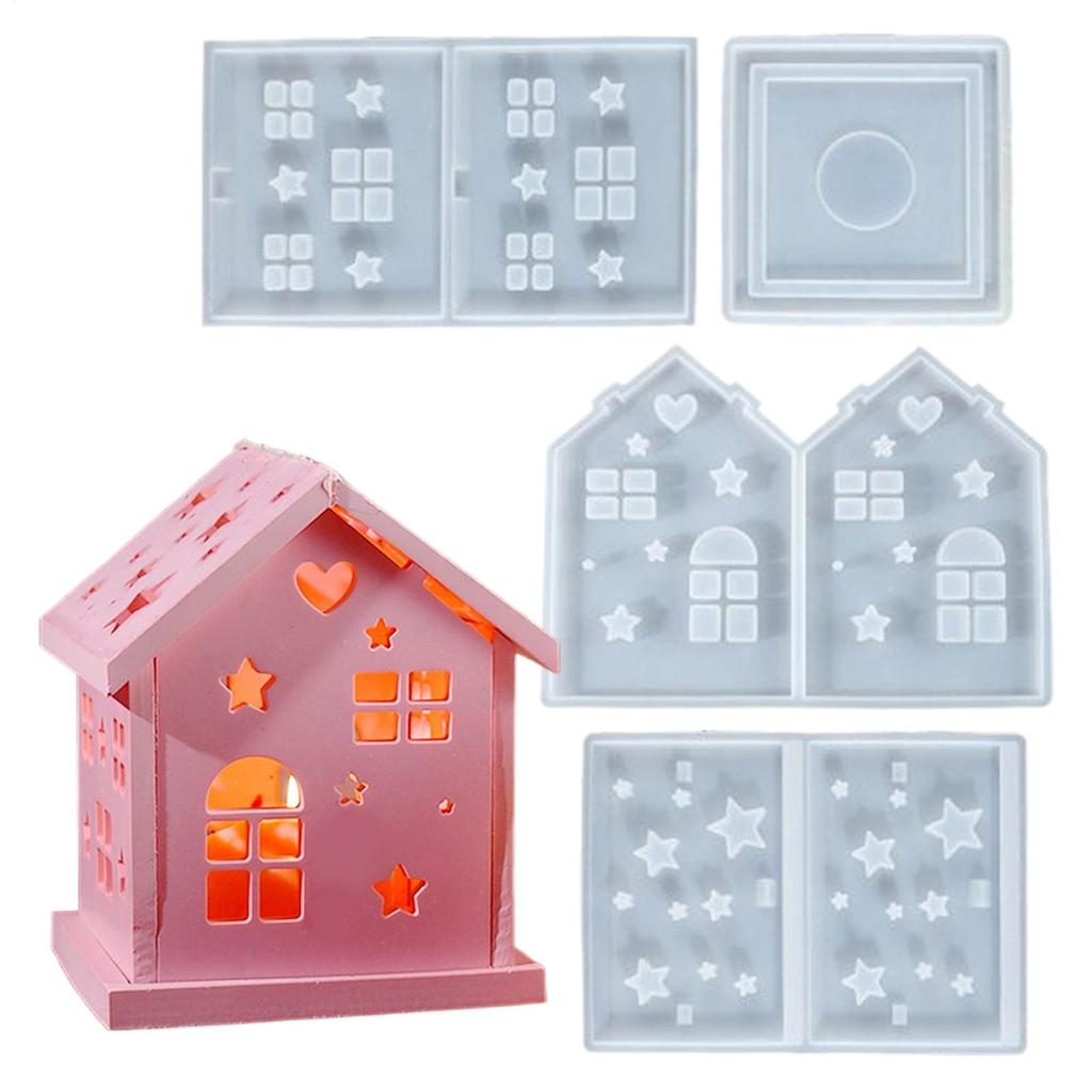 Haus Silikonform 3D Haus Epoxidharz Formen Wiederverwendbar Einfache Entformung DIY Basteln Gips Kerzenhalter Schreibtischdekorationen