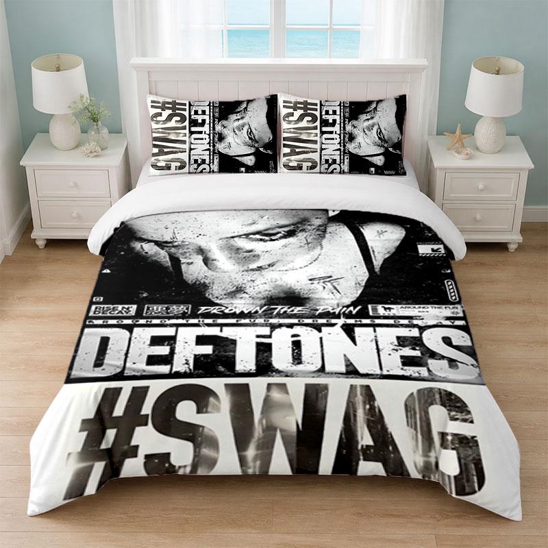 Deftones Schlafzimmer 3-teiliges Bettwäsche-Set Weiches Bettlaken Kissenbezüge Heim-Bettwäsche Dekoration