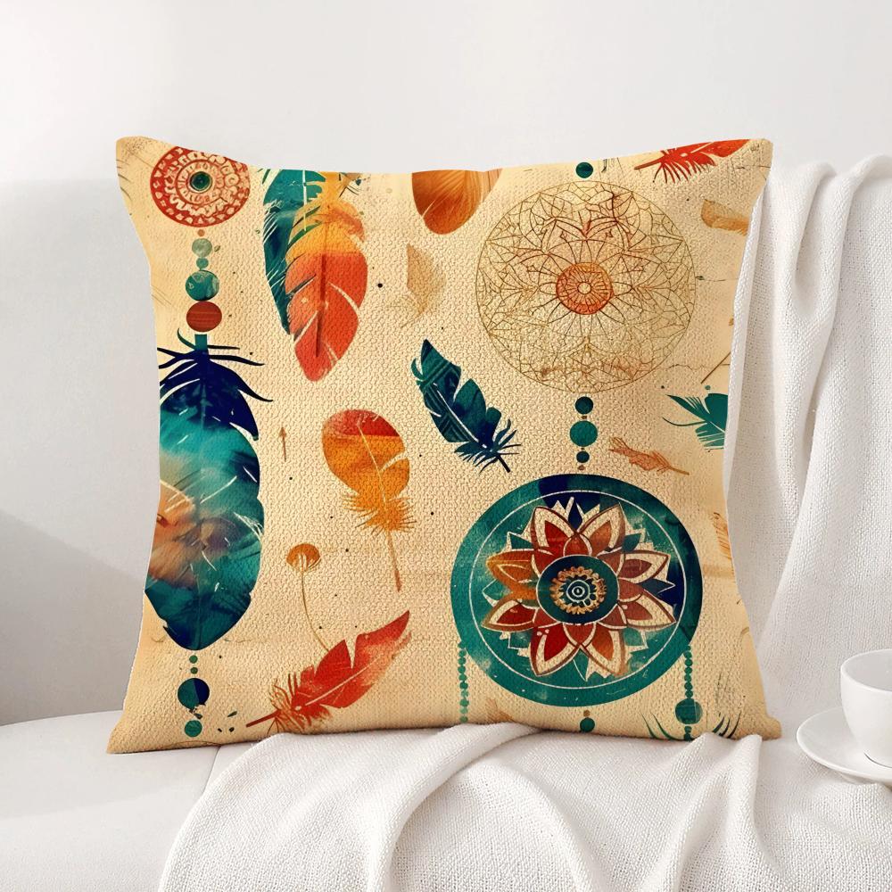 Bohemian Style Cushion Cover Natural Linen Organic Fabric DoubleSided Printing Sofa Home Decor Gift Pillow Cover