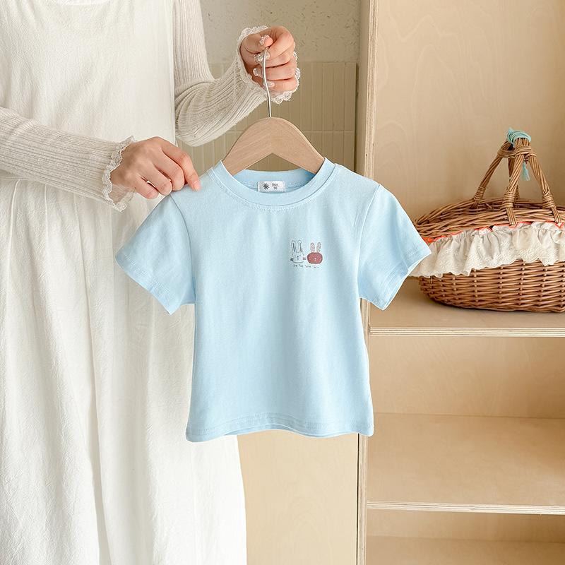 Boys And Girls Casual Short-sleeved T-shirt For Summer, Cute Rabbit Printed Children s Clothing 100cm