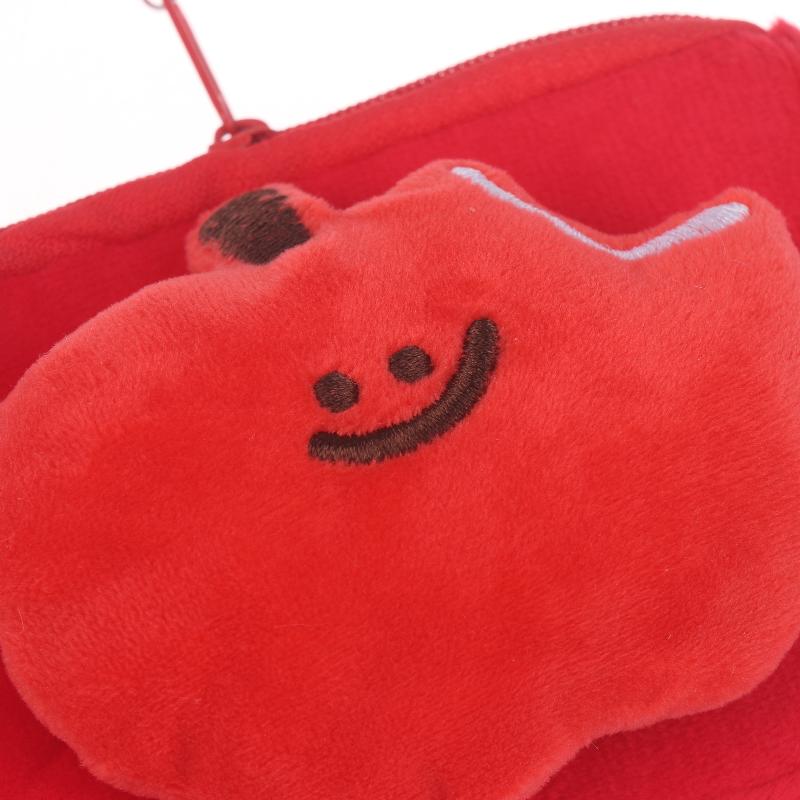 Cute Red Fruit Plush Coin Purse Mini Zipper Pouch With Keychain Cartoon Fruit Wallet For Earphones Coins Bag Charm Gift