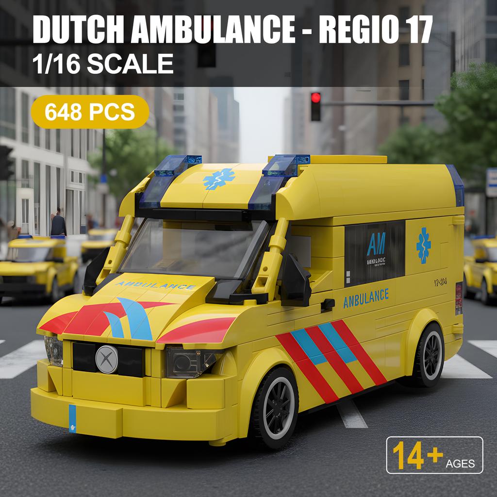 Non-Toxic 648Pcs European Style Ambulance Building Blocks City Rescue Vehicle Model Bricks Desktop Ornament Kids Diy Toys Holiday Gifts