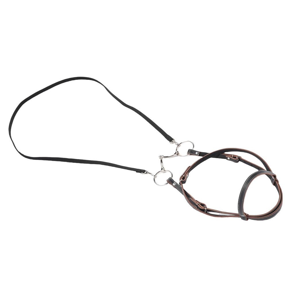 Horse Bridle with Rein Adjustable Size Cowhide Sturdy Comfortable Horse Headstall for Riding