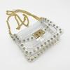 Women's New Flip Small Handbag Fashion Rivets Clear Jelly Shoulder Bag Transparent Crossbody Bag Y2K Chains Small Square Bag Sac
