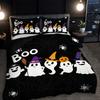 3-piece Halloween themed black cute ghost pumpkin pattern duvet cover set, 1 duvet cover+2 pillowcases, coreless