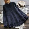 Solid Color Cotton and Linen Loose Shirt Women's Pure Color Cotton and Linen Loose Shirt
