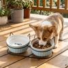 Non-Slip Ceramic Cat Bowls Iron Bracket Cat Water Bowls Elevated Cat Double Bowls  Dog Feeder