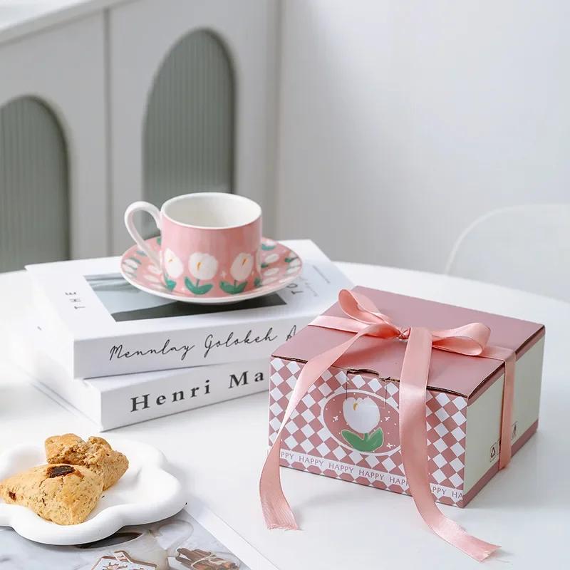 Vintage Elegant Ceramic Coffee Cup and Saucer Set Chic Bird Flower Exquisite Water Cup Home Afternoon Tea Dessert Tray Gift Box