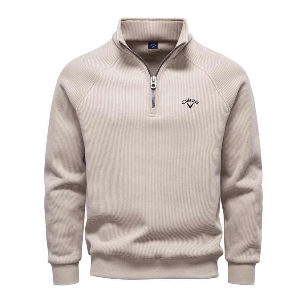 Callaway 2025 New Autumn/Winter Embroidery Half Zipper Hoodie Stand Up Collar Trendy Versatile Plush Men's Hoodie