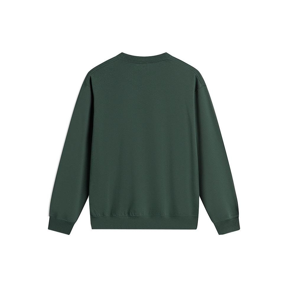 Li Ning Badfive Letter Round Neck Loose Sweatshirt Unisex Sweatshirt Dark-Green AWDTE05-2