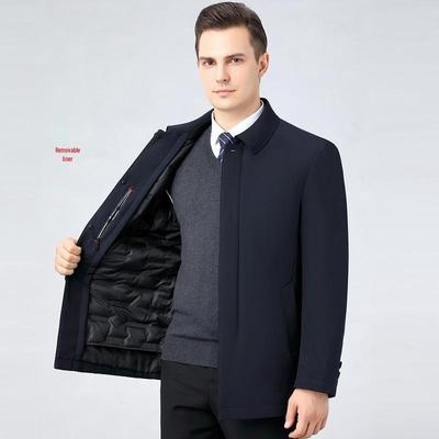 Luxury Men's Down Jacket with Detachable Liner - Winter 2025 Business Casual Outerwear for Middle-Aged Men