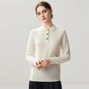 Lekasha Women's Cashmere Goat Wool Polo Collar Loose Knit Sweater - 12-Gauge Long Sleeve Base Layer for Autumn/Winter