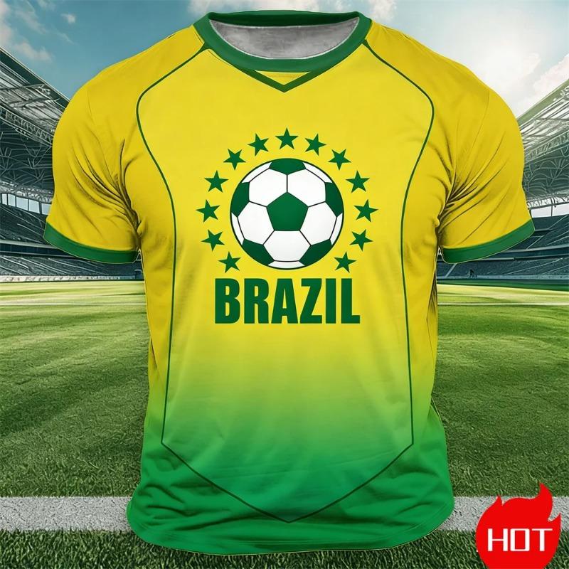 Brasilien Flagge Print T-Shirt Für Männer Outdoor Sport Kurzarm T-Shirts Rundhals Locker Oberteile Sommer Brasilien Wird Fußball T-Shirt 3XL
