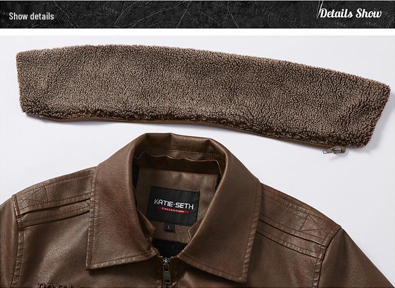 Men's European-American Winter PU Leather Jacket - Velvet Lined, Slim Fit, Lapel Style Outerwear.
