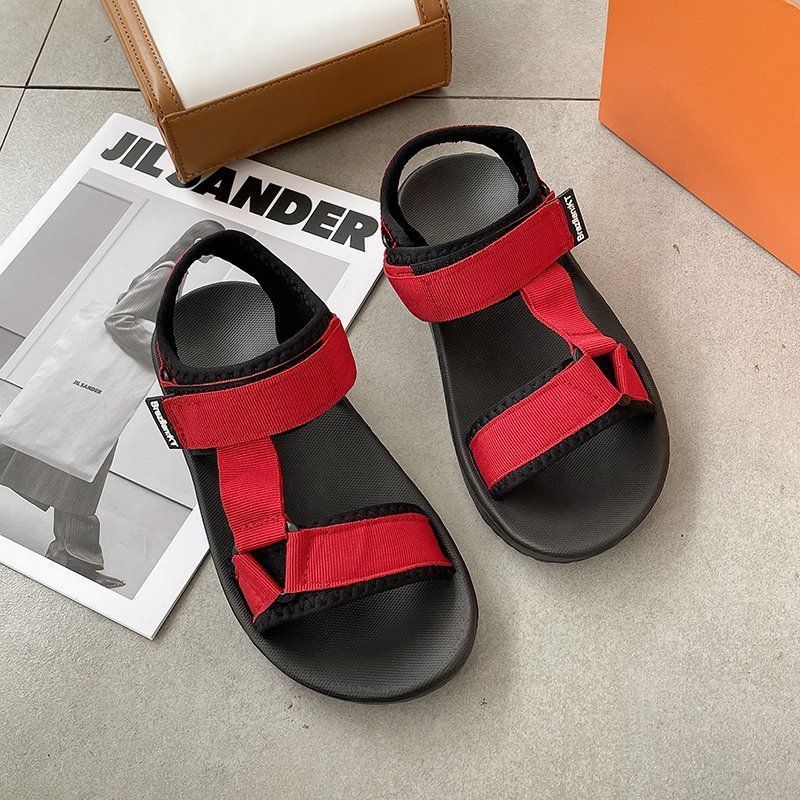 Summer Versatile Sports Sandals Women's Casual Flat Bottom Simple Non-slip Velcro Beach Seaside Shoes Women