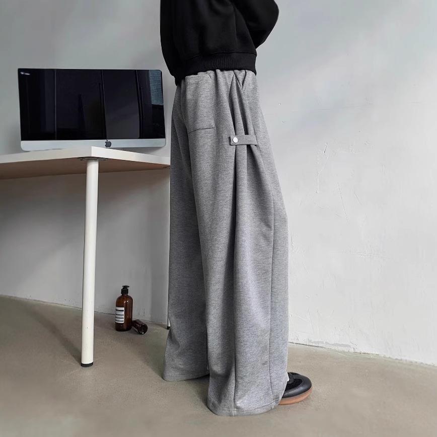 Heavy Structure Sweatpants Men's Spring and Autumn American High Street Pants Straight Wide Legs Drape Versatile Casual Sweatpants