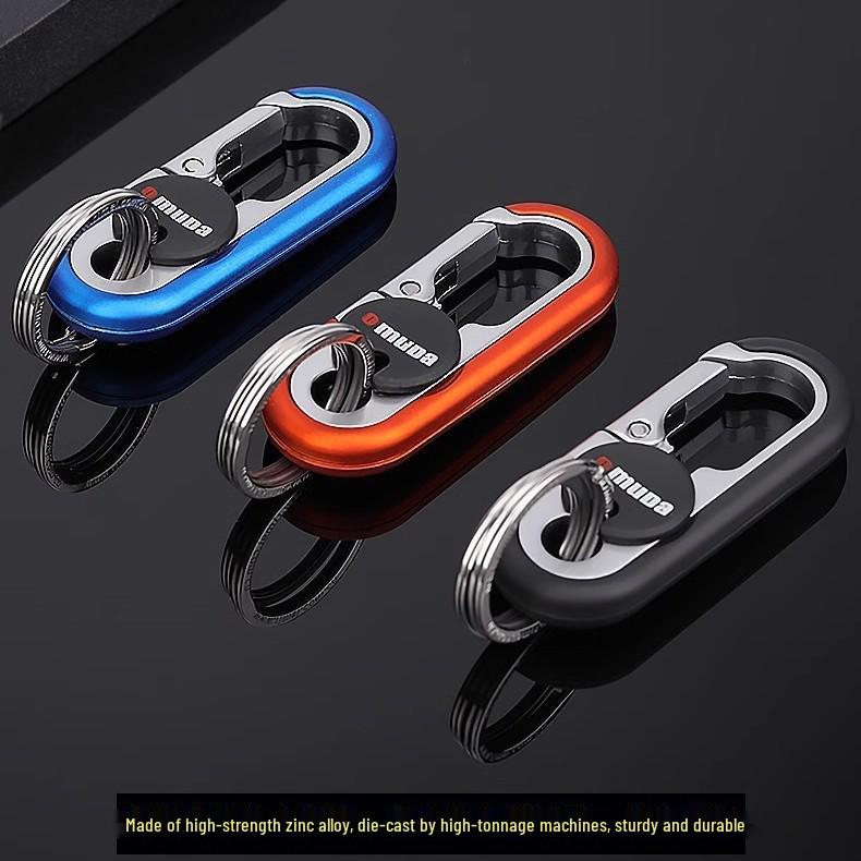 

Брелок для ключей из нержавеющей стали для автомобиля с двойными кольцами - Унисекс подвеска-брелок для ношения на поясе для пар