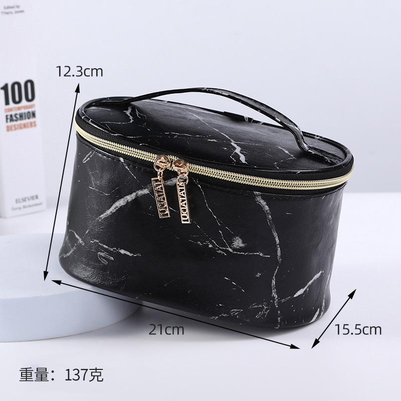 Pink PU Marble Pattern Women Cosmetic Bag Multifunction Toiletries Organize Storage Handbag Female Waterproof Makeup Case