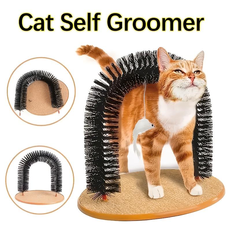 Cat Toy Arch with A Massage Grooming Rubbing Brush Multifunctional Cat Hair Brush Cat Scratching Toy for Cat Kittens Interactive