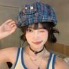 Korean Style Plaid Cloud Berets Sun Protection Octagonal Caps Retro Newsboy Cap  Female