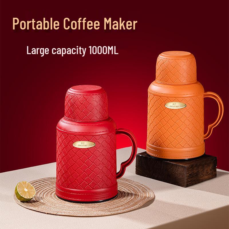 Large Capacity Portable Thermos Flask - Glass Liner for Hot Water, Tea, and More