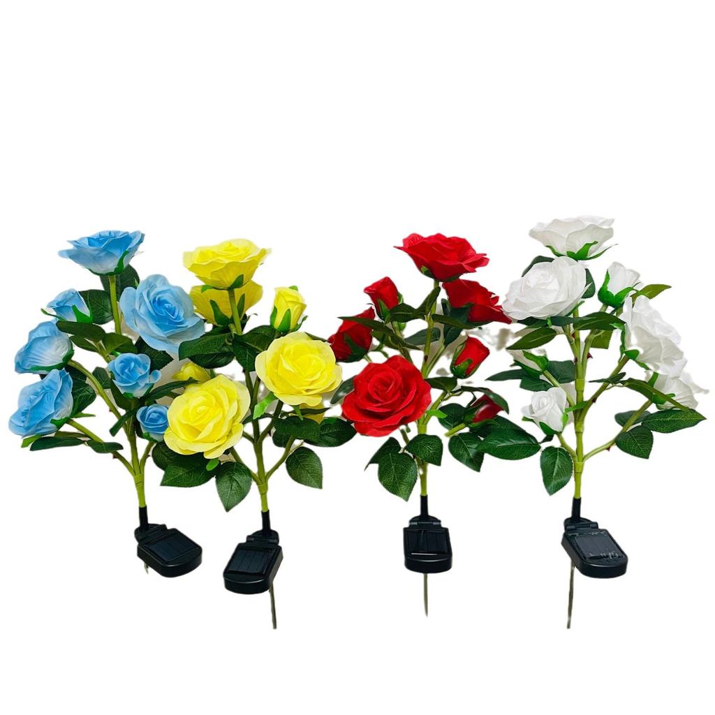 5-Pack Solar Rose Lights, Realistic LED Flowers, Waterproof Outdoor Solar Garden Lights for Yard Patio Lawn Decor