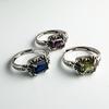 925 Sterling Silver Rings For Women Geometric Fine Jewelry Finger Adjustable Vintage Blue Stone Ring For Party Birthday Gift