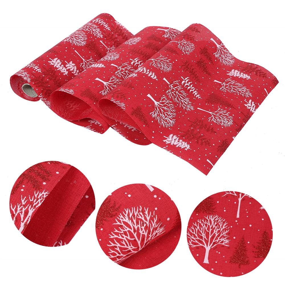 Household Christmas Polyester Printed Table Runner Cloth Home Party Banquets DecorationA Type Red Christmas Tree