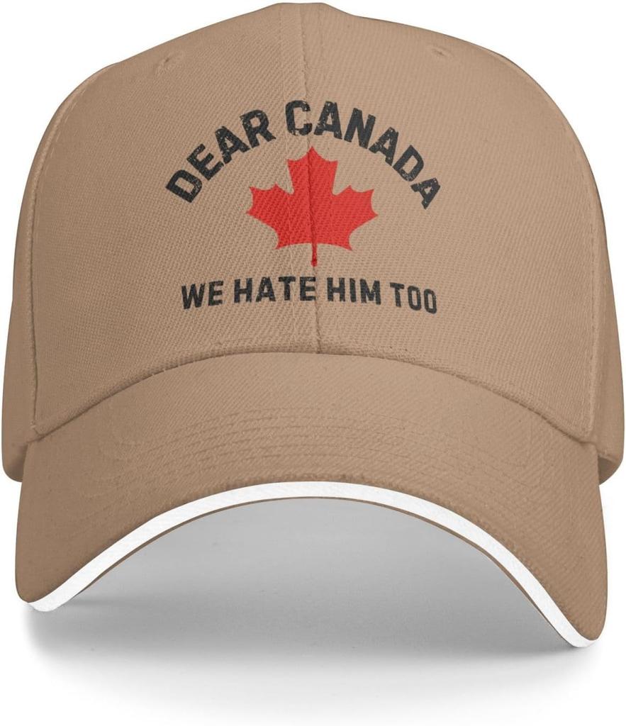 Dear Canada We Hate Him Too Maple Leaf Baseball Cap Polyester Adult Adjustable Outdoor