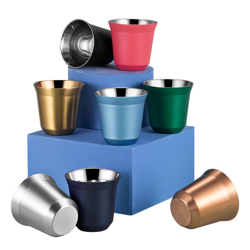 Italian Capsule Coffee Cup - 304 Stainless Steel, Double-Layer Insulated, Food-Grade, Latte Gift