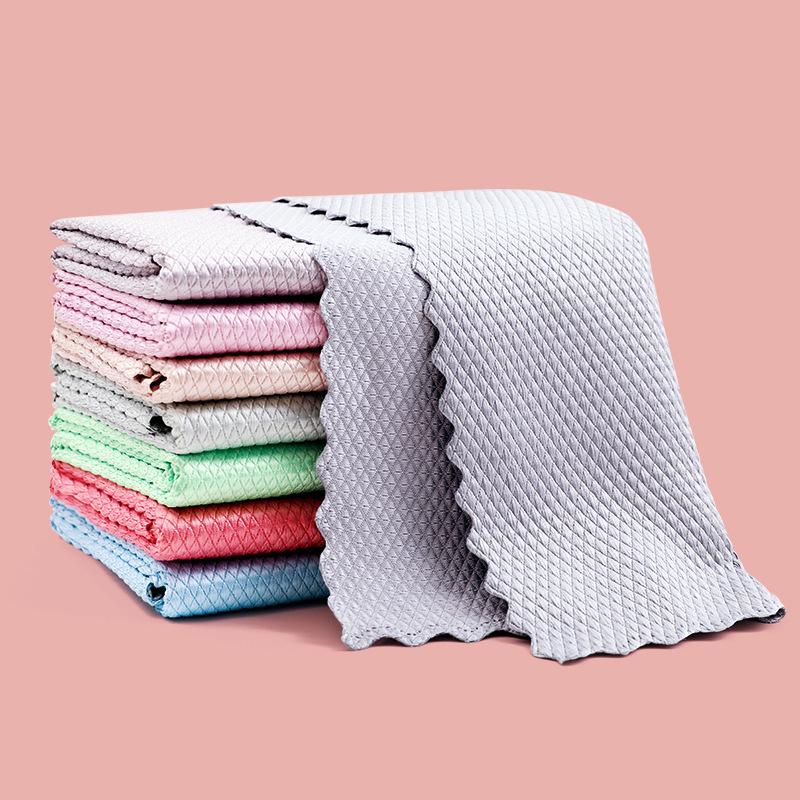 Cationic Coral Fleece Dishcloth Scouring Pad - Thick, Absorbent Kitchen Cleaning Cloth