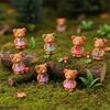 5pcs Resin Little Bear Figurine Mini Desk Bear Decorations Cute Apron Bear Decorations  Desktop Use