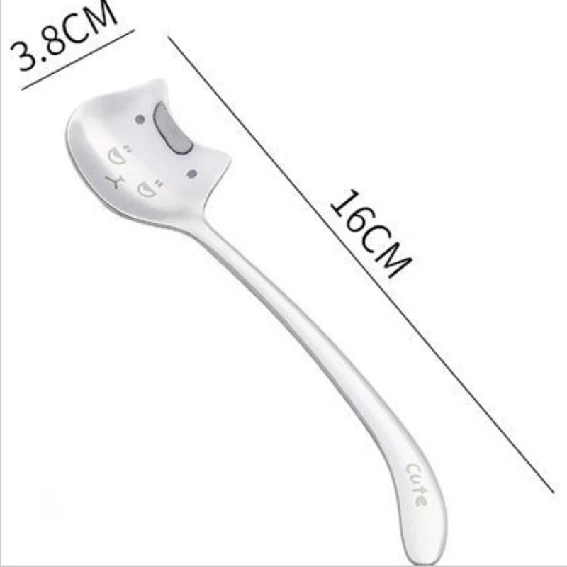 WIKHOSTAR Long Tail Cat Coffee Spoon Tea Spoon 304 Stainless Steel Funny Coffee Spoon Tableware Teaspoon Mini Spoon Kitchen Accessories