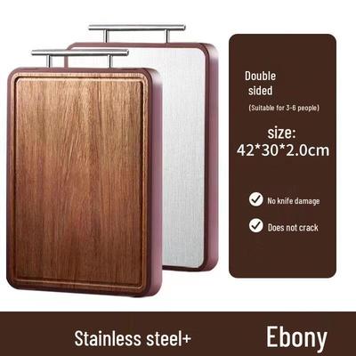 ZISIZ Wenge Wood & Stainless Steel Double-Sided Cutting Board