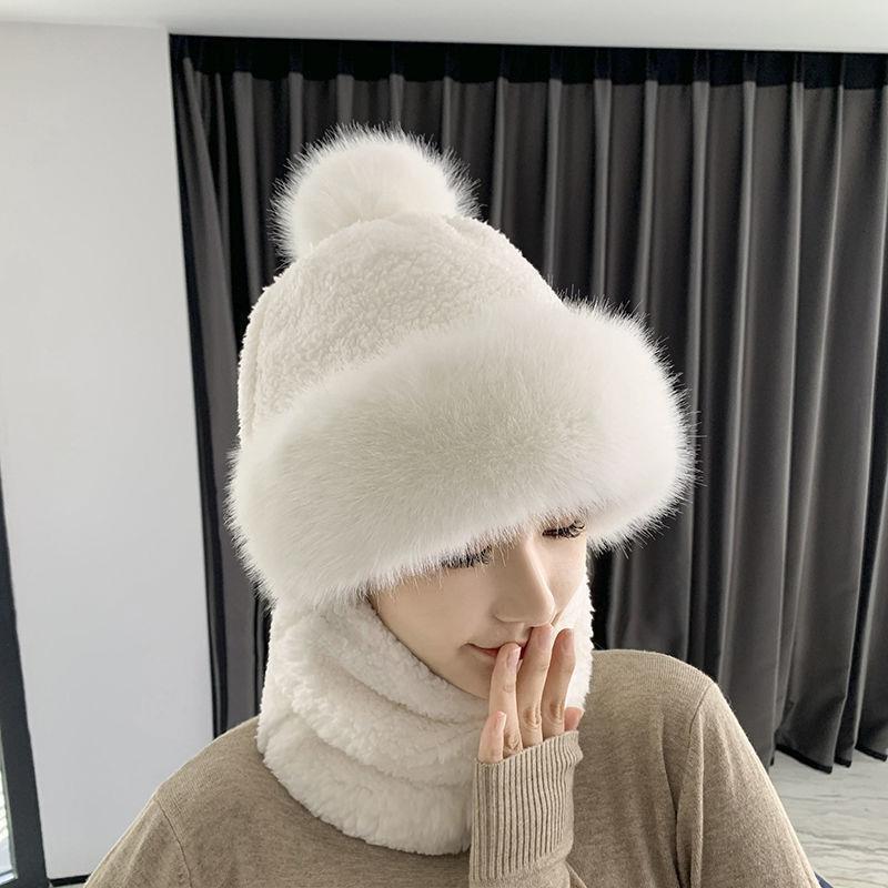 Winter Windproof Neck Protective Warm Thickened Scarf Lovely Ear-Protection Hats Double Layer Ear Protection Riding Cold Hat