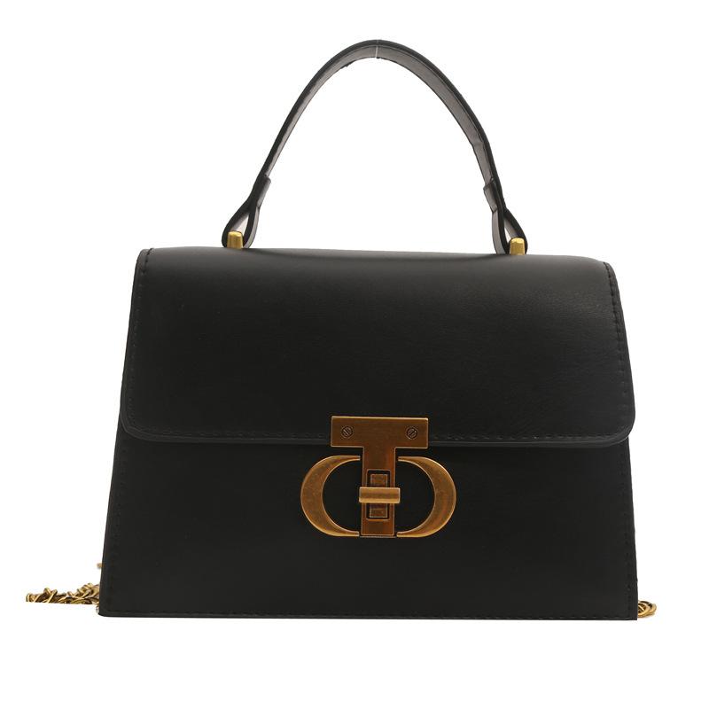 

Модная текстура европейский и американский ретро-замок на новый 2024 текстурный темперамент повседневная сумка-мессенджер через плечо портативная маленькая квадратная сумка чёрный