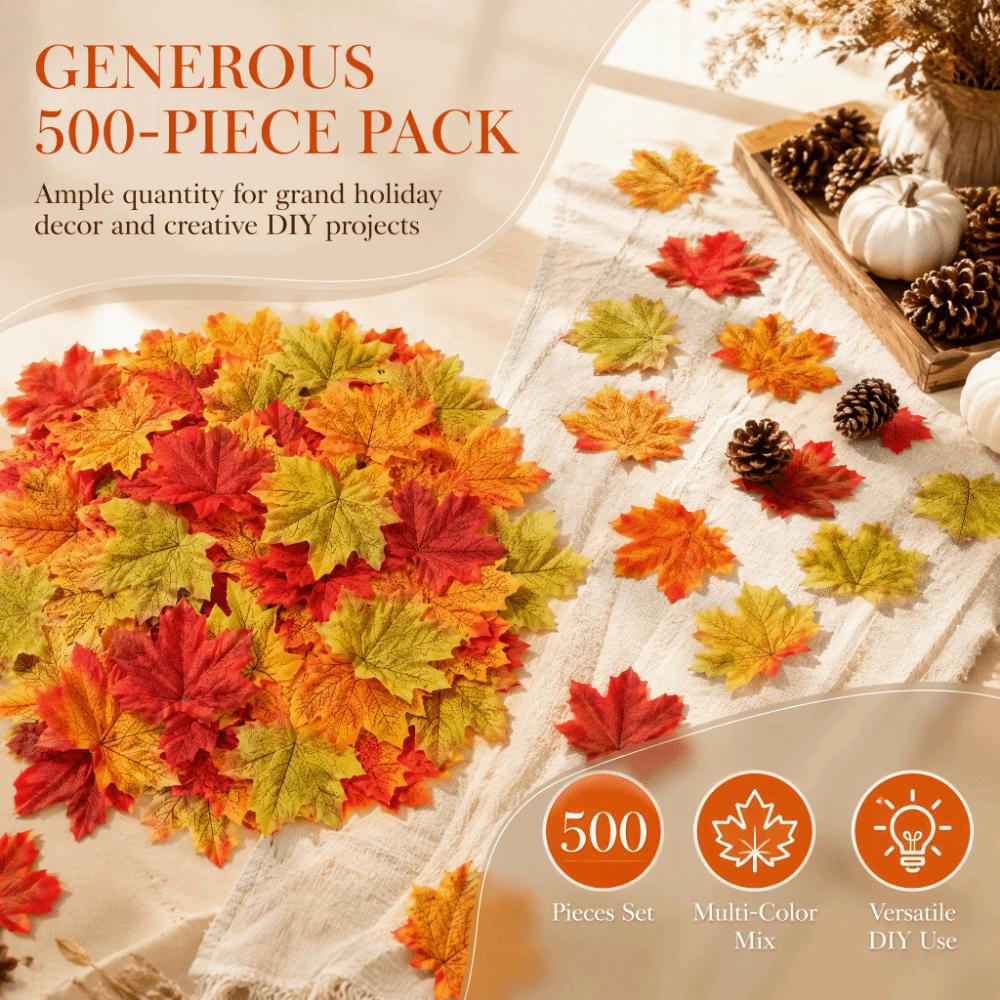 500 PCS Lightweight Design Fake Autumn Leaves 500 Pieces Artificial Fall Leaves Party Table Decor