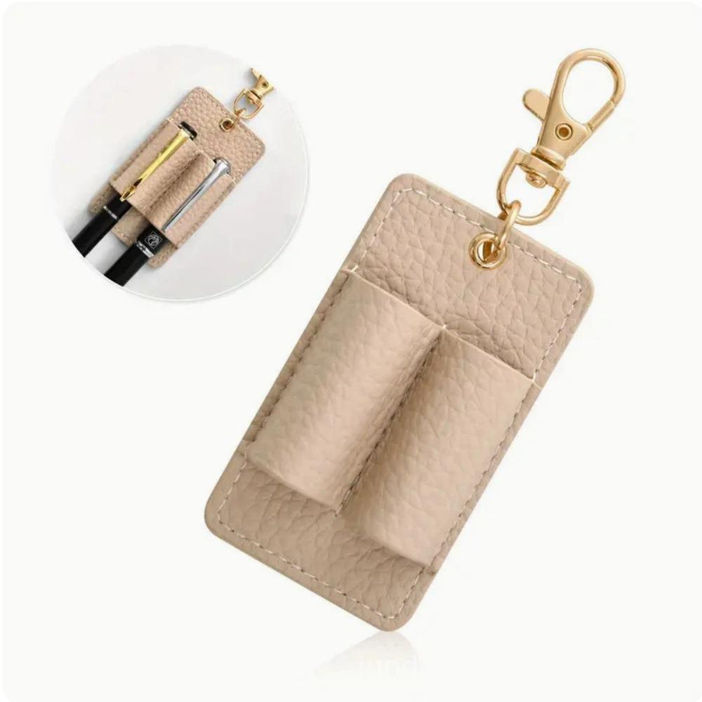Hanging PU Lanyard Pen Holders Creative Design Keychain Pen Clip Leather Pen Pouch  Office Supplies