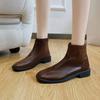 Fashion 2024 Spring and Autumn Fashion British Zipper Design Women's Short Boots Simple Solid Color Square Toe Thick Heel Chelsea Boots