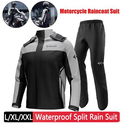 Wasserdichter Motorrad-Regenmantel, geteilter Regenkombi für Herren, atmungsaktiv, mit reflektierenden Streifen, Motorrad-Regenkombi zum Fahren, Radfahren