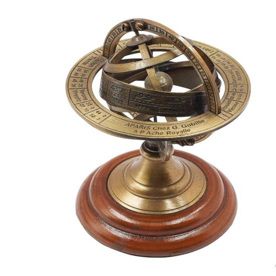 12.7 cm Armillary Sphere with Custom Text Bronze Armillary Globe with Wooden Stand Engraved Nautical Astrolabe for Him