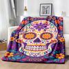 Gemütliche Vintage Totenkopf und Blumen Flanell Überwurfdecke Weich, Warm und Vielseitig für Sofa, Bett, Büro und Reisen