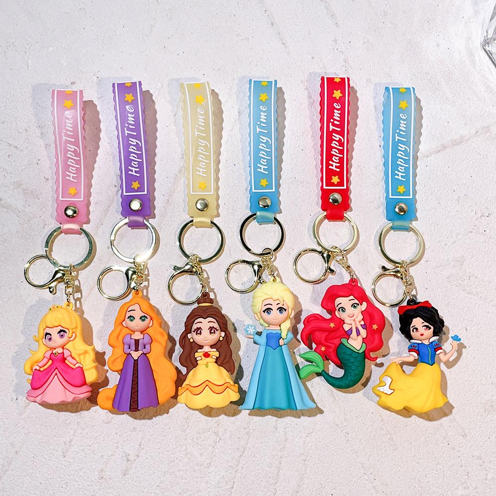 Cartoon Movie Princess Key Chains Elsa Snow White Ariel Keyring Accessories for Women Girls Keys Holder Keychain