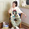 Women's Cotton Pajamas Summer New Sle Ort Sve Long Pants Large Size Cartoon Cute Sweet Home Leisure Suit Set Casual Fasion