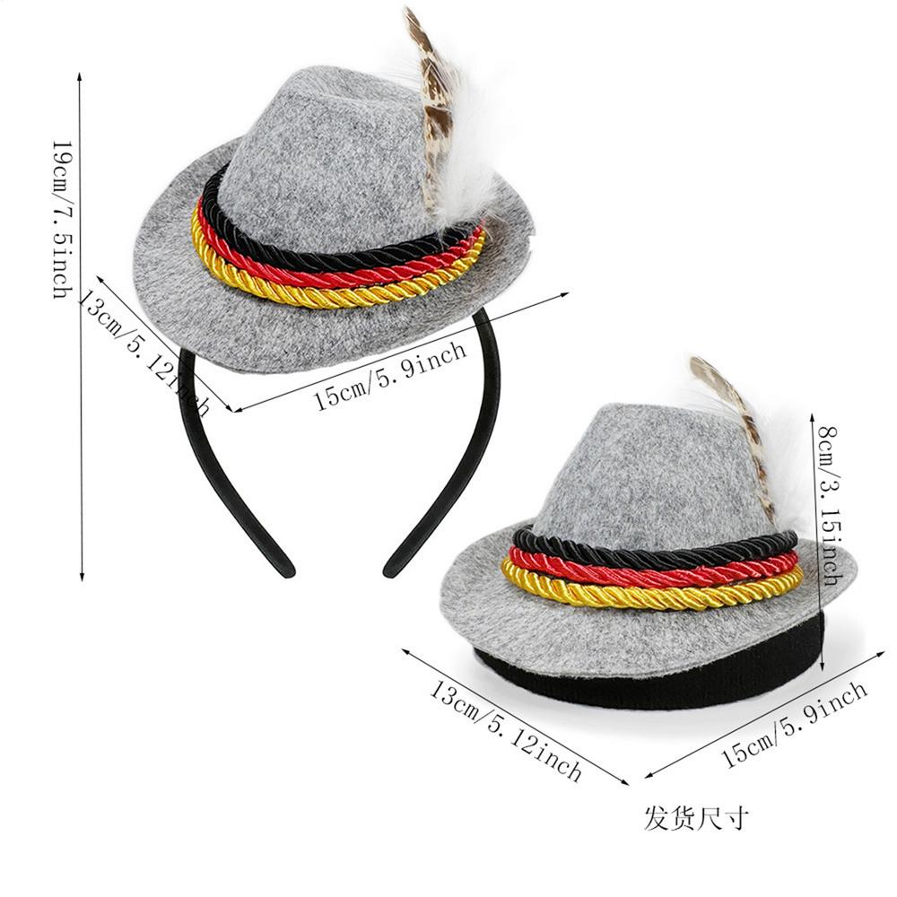 Oktoberfest Headband Beer Festival Head Accessories Felt Retro Decoration Headbands Hat For Adults Oktoberfest Halloween Themed