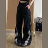 Straight spring and autumn sports trousers American casual large size striped loose pants men's new wide legs Hong Kong style