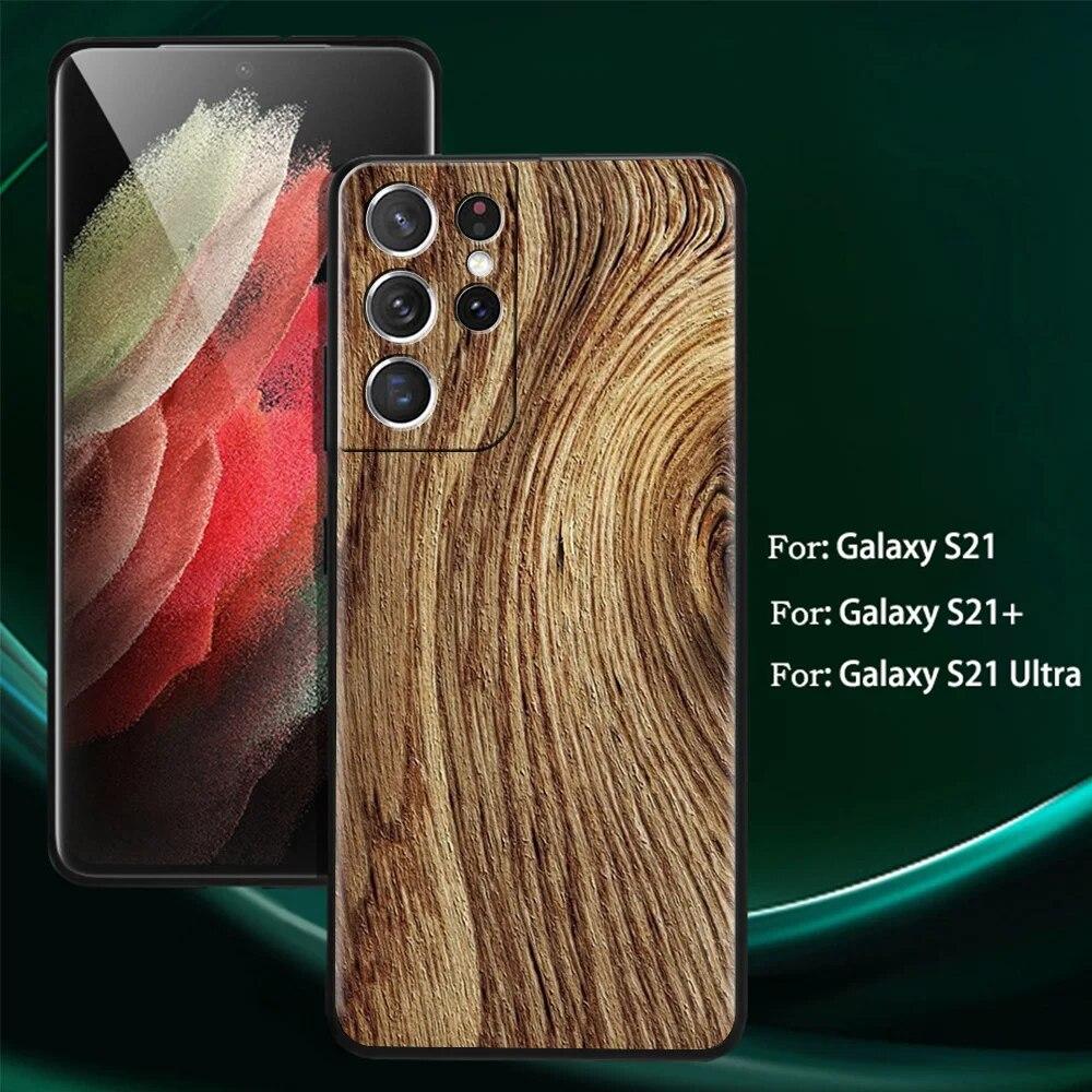 Geschnitzte Holzhülle für Samsung Galaxy S22 S20 FE S21 S23 Plus S10 Lite S9 S8 S10e Note 20 10 Lite Silikon-Handyhülle