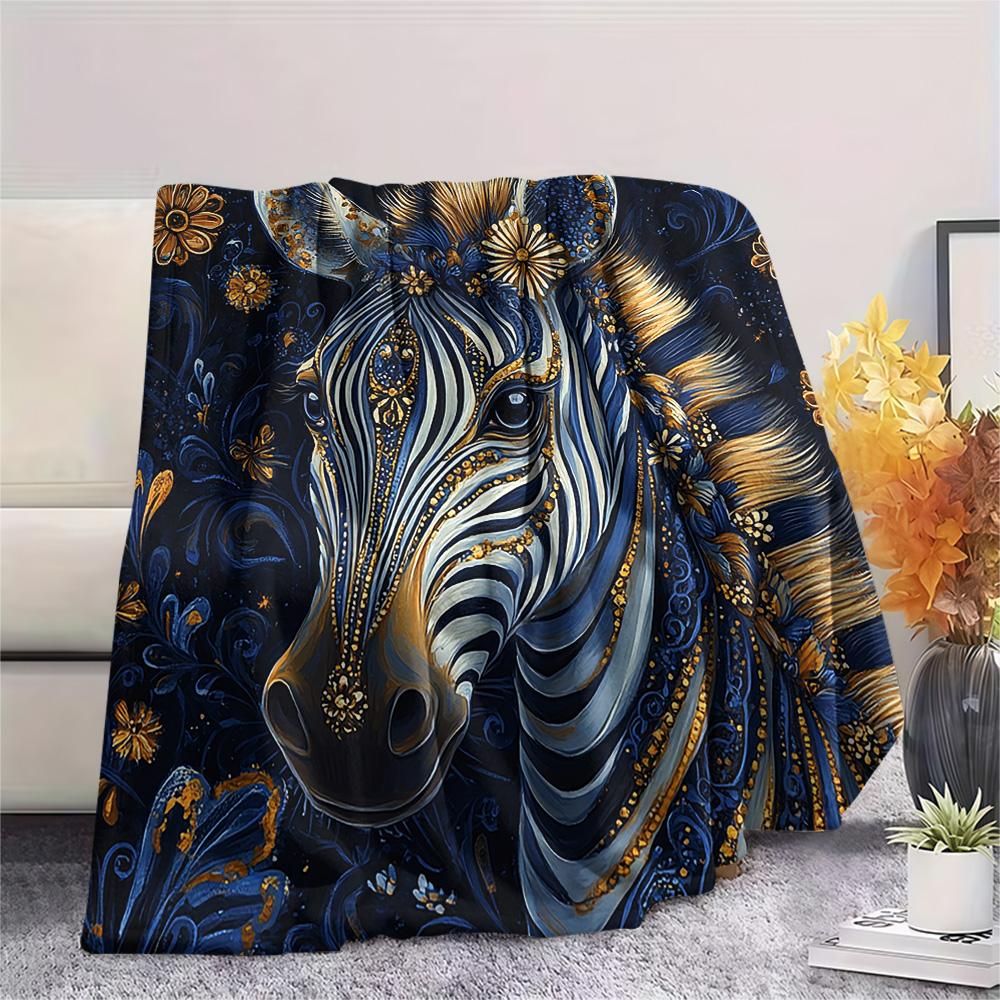 Zebra Print Flannel Blanket, High quality Comfortable for All Seasons, Home Decor, Warmth and Comfort, Perfect for Christmas Gifts