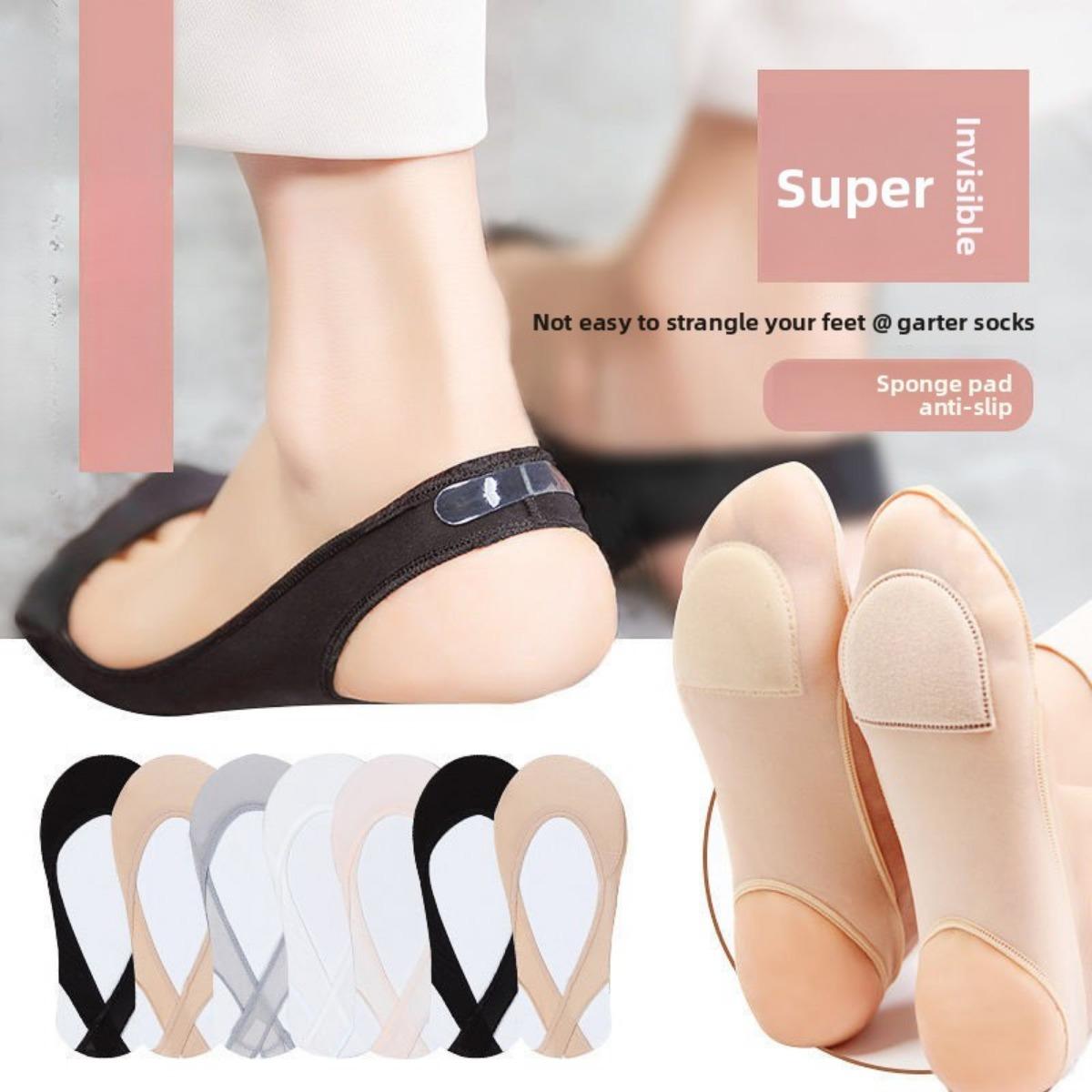 

Ice Silk Invisible Socks Half Palm Suspender Socks, Thickened Sponge Pad Suspender Boat Socks, Hollow Invisible Anti Slip and Shock-absorbing 1 pairs