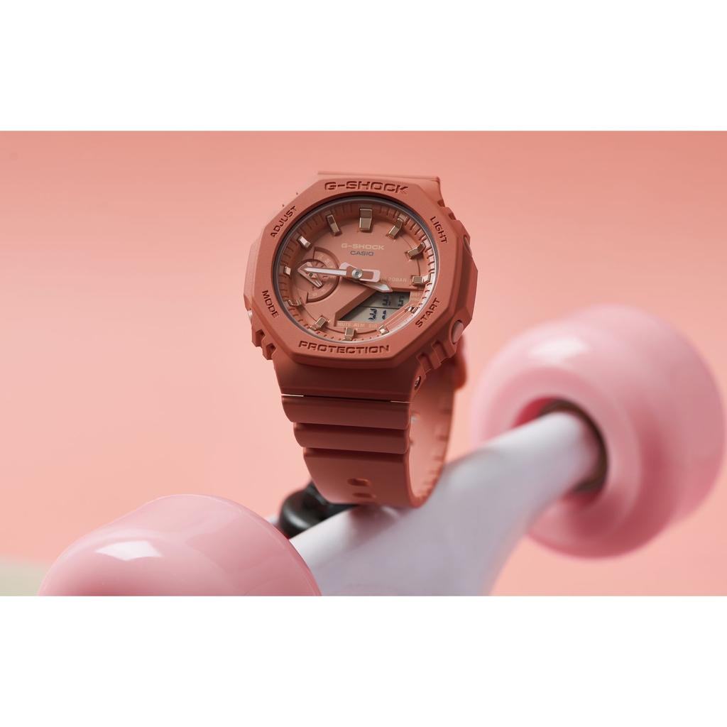Casio G-Shock Series Farmhouse Oak Carbon Fiber Core Protection Waterproof Shockproof Sports Quartz Movement Resin Strap Women Watches GMA-S2100-4A2PR